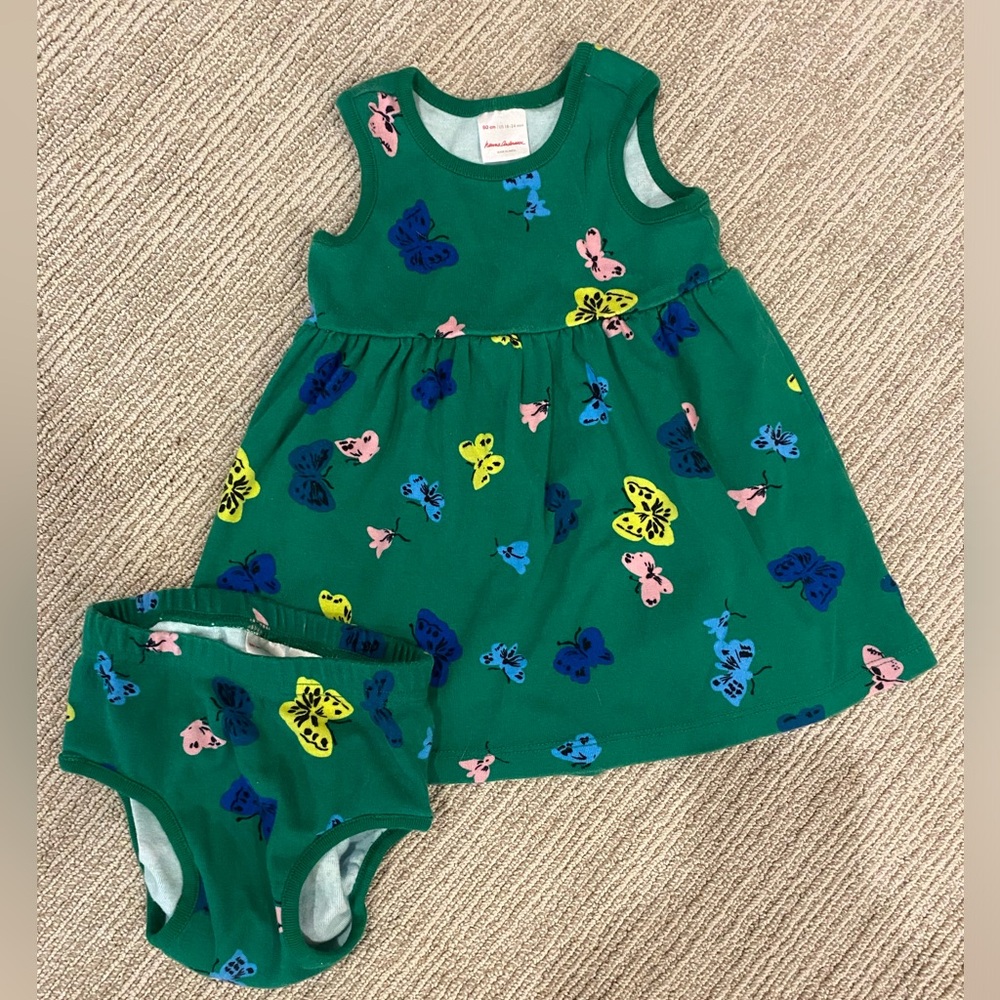 Hanna Andersson Butterfly Tank Play Dress with Bloomers Size 18-24mth